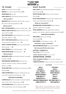 Lucky Shag Bar food menu graphic