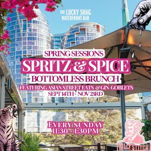 Spritz & Spice 2025 event promo at Lucky Shag Bar