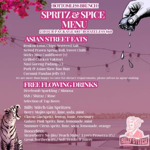 Spritz & Spice 2025 menu graphic at Lucky Shag Bar