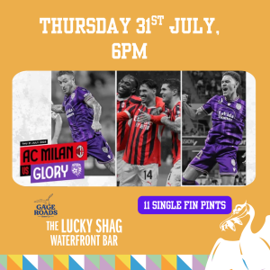 AC Milan live football screening promo at Lucky Shag Bar